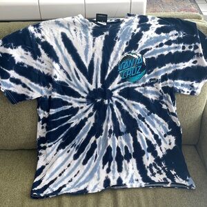 Santa Cruz Skateboards Kids Spiral Tie-Dye Tee - Navy and White
